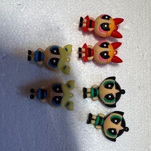 Set of 6 Powerpuff Girls Rubber Charms - Blossom Bubbles Buttercup